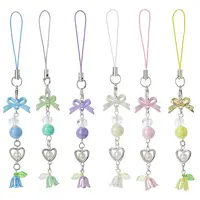 6Pcs 6 Colors Alloy with Plastic Mobile Straps