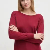 Vlněný svetr Sisley dámský, červená barva, lehký, 11BAM1A48