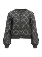 OBJECT Kardigán 'PILUNA'  tmavosivá / biela