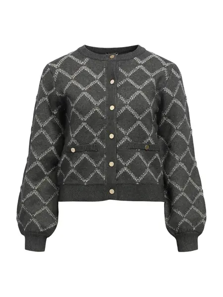 OBJECT Kardigán 'PILUNA'  tmavosivá / biela