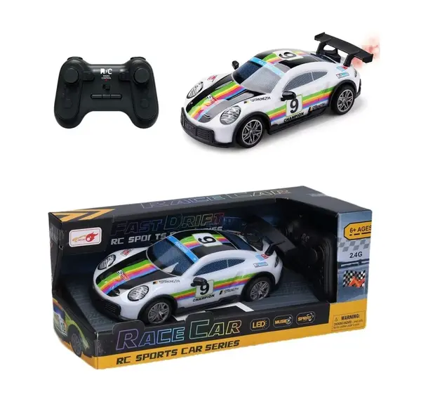Auto 9 Champion svietiaci dymiaci RC na diaľkové ovládanie 19cm