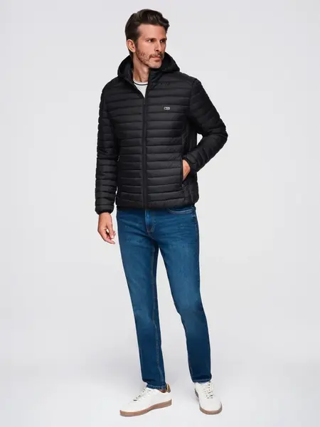 Ombre Classic men's quilted jacket with pouch option - black