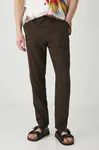 Kalhoty s příměsí lnu Medicine hnědá barva