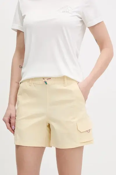 Outdoorové šortky Columbia Weekend Rays žlutá barva, high waist, 2114784