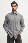 Košile Guess JACQUARD pánská, šedá barva, regular, s klasickým límcem, M5GH65 WFXX1