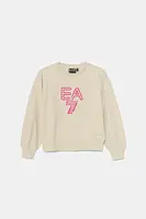 Dětská mikina EA7 Emporio Armani béžová barva, s aplikací, 7G000043 AF13135