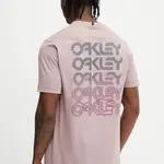Bavlněné tričko Oakley REPEATED pánské, růžová barva, FOA406852