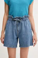 Džínové šortky Pepe Jeans A-LINE SHORT UHW CINCH dámské, modrá barva, high waist, PL801178