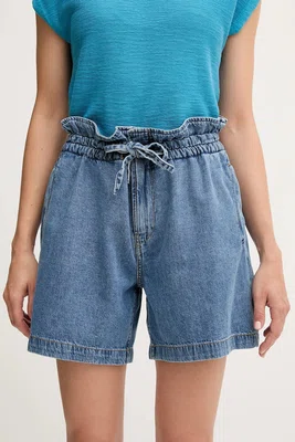 Džínové šortky Pepe Jeans A-LINE SHORT UHW CINCH dámské, modrá barva, high waist, PL801178