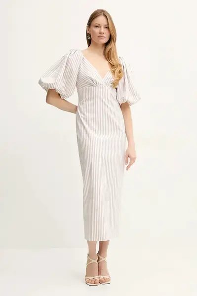 Bavlněné šaty Luisa Spagnoli bílá barva, maxi, 542277