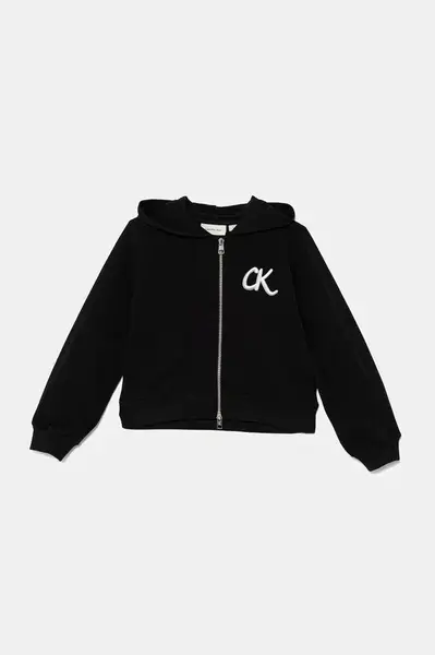 Mikina Calvin Klein Jeans černá barva, s kapucí, hladká, IG0IG02969