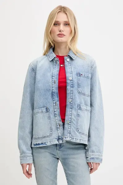 Džínová bunda Tommy Jeans modrá barva, přechodná, DW0DW21411