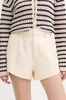 Šortky s příměsí lnu BA&SH ROMA dámské, béžová barva, high waist, 1E25ROMA