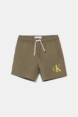 Dětské plavkové šortky Calvin Klein Jeans zelená barva, KV0KV00056