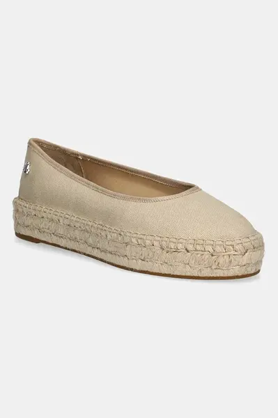 Espadrilky Lauren Ralph Lauren Luize Ballet béžová barva, na klínku, 802959187008