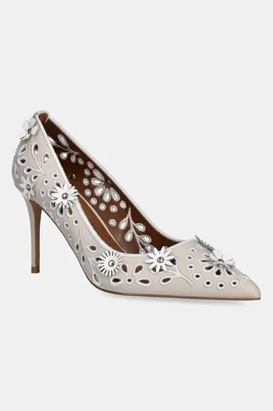 Kožené lodičky Kurt Geiger London Flower Belgravia béžová barva, 4352544109