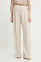 Kalhoty s příměsí lnu Answear.LAB dámské, béžová barva, široké, high waist
