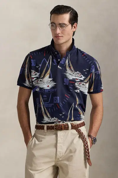 Bavlněné polo tričko Polo Ralph Lauren pánské, tmavomodrá barva, 710971785