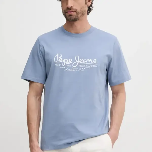 Bavlněné tričko Pepe Jeans DUMAS TEE modrá barva, s potiskem, PM509769