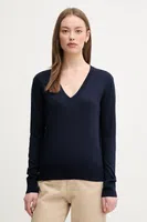 Svetr z hedvábné směsi United Colors of Benetton dámský, tmavomodrá barva, 1ZRED402L