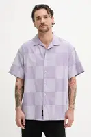 Bavlněná košile Vans fialová barva, relaxed, s klasickým límcem, VN000M18E571