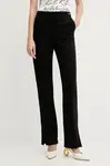 Kalhoty Karl Lagerfeld dámské, černá barva, high waist, A3W10095