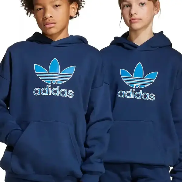 Dětská mikina adidas Originals tmavomodrá barva, s kapucí, s aplikací, JV8651
