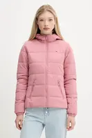 Bunda Tommy Jeans růžová barva, přechodná, DW0DW20959