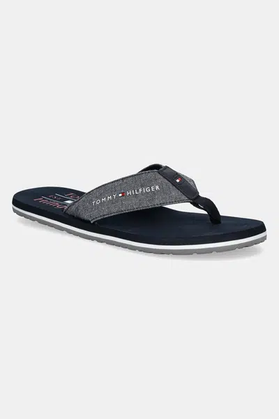 Žabky Tommy Hilfiger CHAMBRAY BEACH SANDAL pánské, tmavomodrá barva, FM0FM05570