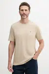 Bavlněné tričko Tommy Hilfiger béžová barva, MW0MW39995