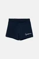Dětské bavlněné šortky Guess tmavomodrá barva, s potiskem, K5GD08 KA6R4
