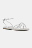 Kožené sandály Guess SLONE dámské, stříbrná barva, FLJSLO LEM03