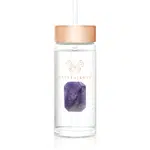 Crystallove Amethyst Straw Water Bottle skleněná láhev na vodu s brčkem 400 ml