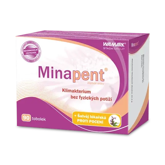 Minapent klimakterium, proti pocení, šalvěj lékařská, menopauza 90 tobolek