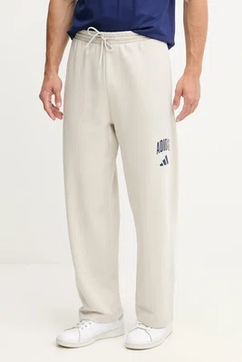 Tepláky adidas Collegiate pánské, béžová barva, s potiskem, JM9177