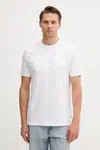 Bavlněné tričko Guess pánské, bílá barva, s potiskem, M5YI44 KBW41