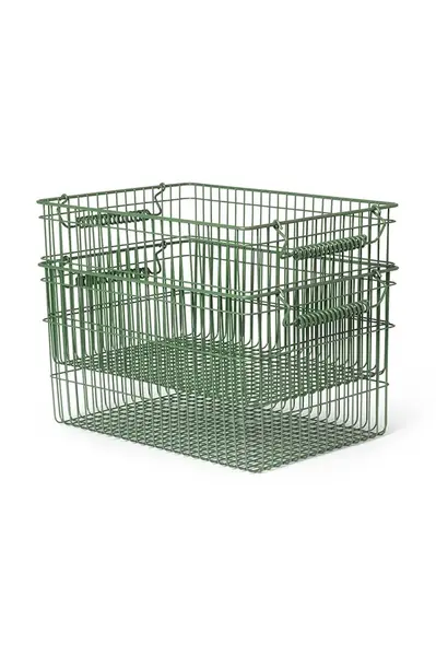 Úložný koš ferm LIVING Cala 2-pack zelená barva