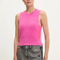 Vesta adidas Originals Fluffy Vest dámská, růžová barva, JW3648