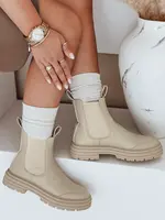 Botki damskie LUXIBOOTS na platformie beżowe Dstreet