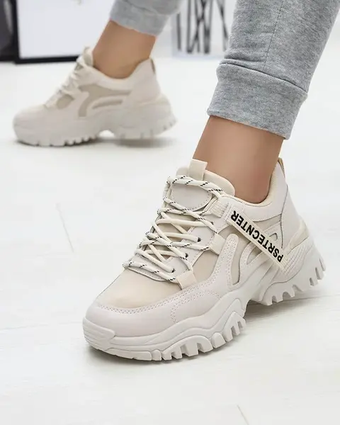 Resti Beige women's sneaker sports shoes Evilpo- Footwear