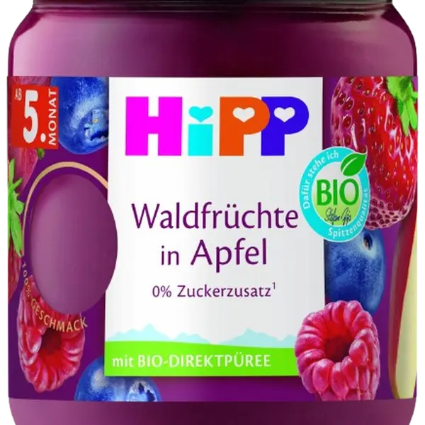 HIPP BIO Superovoce Jablko, jahody, borůvky a maliny, od ukončeného 4. měsíce 160 g
