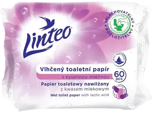 LINTEO Vlhčený toaletní papír s kyselinou mléčnou 60 ks