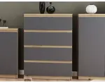 Komoda se 4 zásuvkami Carlos, dub artisan/grafit, 75 cm