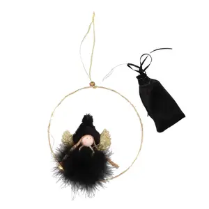 LED závěsný černý anděl CIRCLE, 17 cm