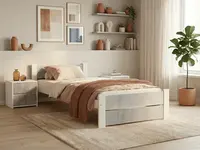 Postel IKAROS DOUBLE 90 x 200 cm, beton/bílá Rošt: Bez roštu, Matrace: Bez matrace