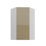 Horní rohová skříňka Lara 60x60 GN-108 1F (45°) Barva korpusu: Bílá, Barva dvířek: Cappucino lesk