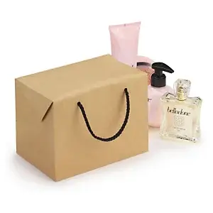 Taška ve tvaru krabice z hnědého kraftového papíru 190x140x125 mm