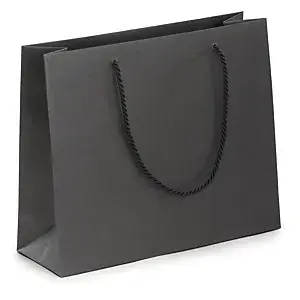 Luxusní kraftová taška s bavlněnými úchyty 300x250x100 mm, ČERNÁ