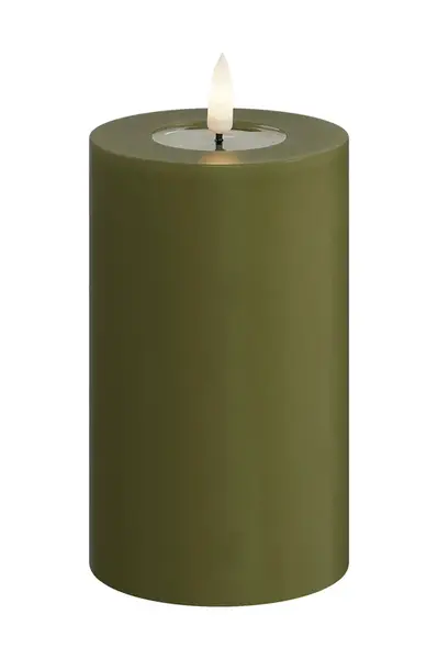LED svíčka Deluxe Homeart Oliven Gronne Bloklys 7,5 x 12,5 cm