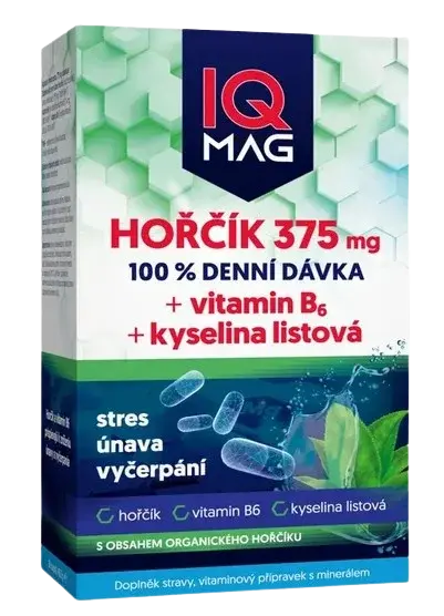 IQ MAG hořčík 375 mg + B6 + kys.listová kapsle 60 kapslí